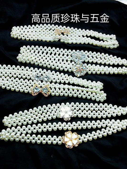 French Vintage Pearl Belt