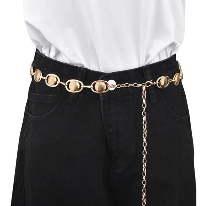 Hollow carved retro waist chain