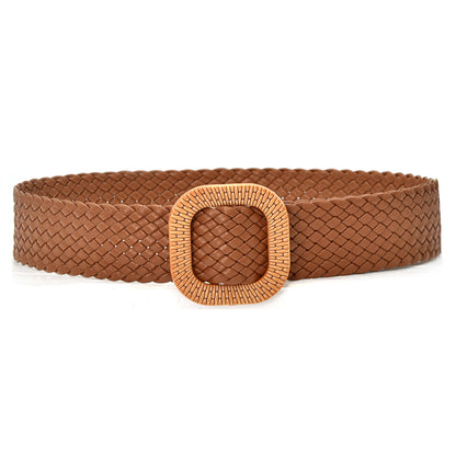 Colorful Round Buckle Belt Versatile Braided