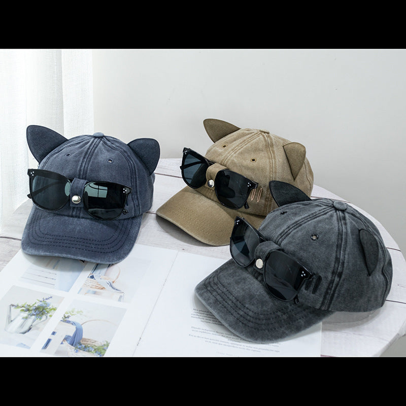 Cat Ear Pilot Sunglasses Baseball Cap