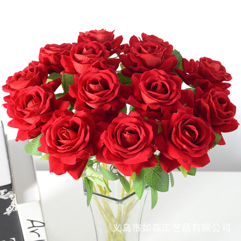 Simulation velvet rose corner rose flower