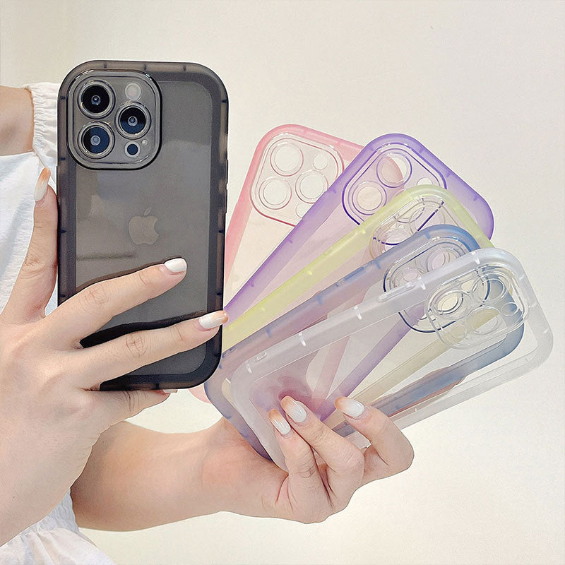 Simple Shockproof Case iPhone14 12 Silicone Clear Candy Color Couple X 13