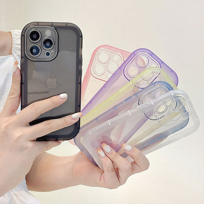 Simple Shockproof Case iPhone14 12 Silicone Clear Candy Color Couple X 13