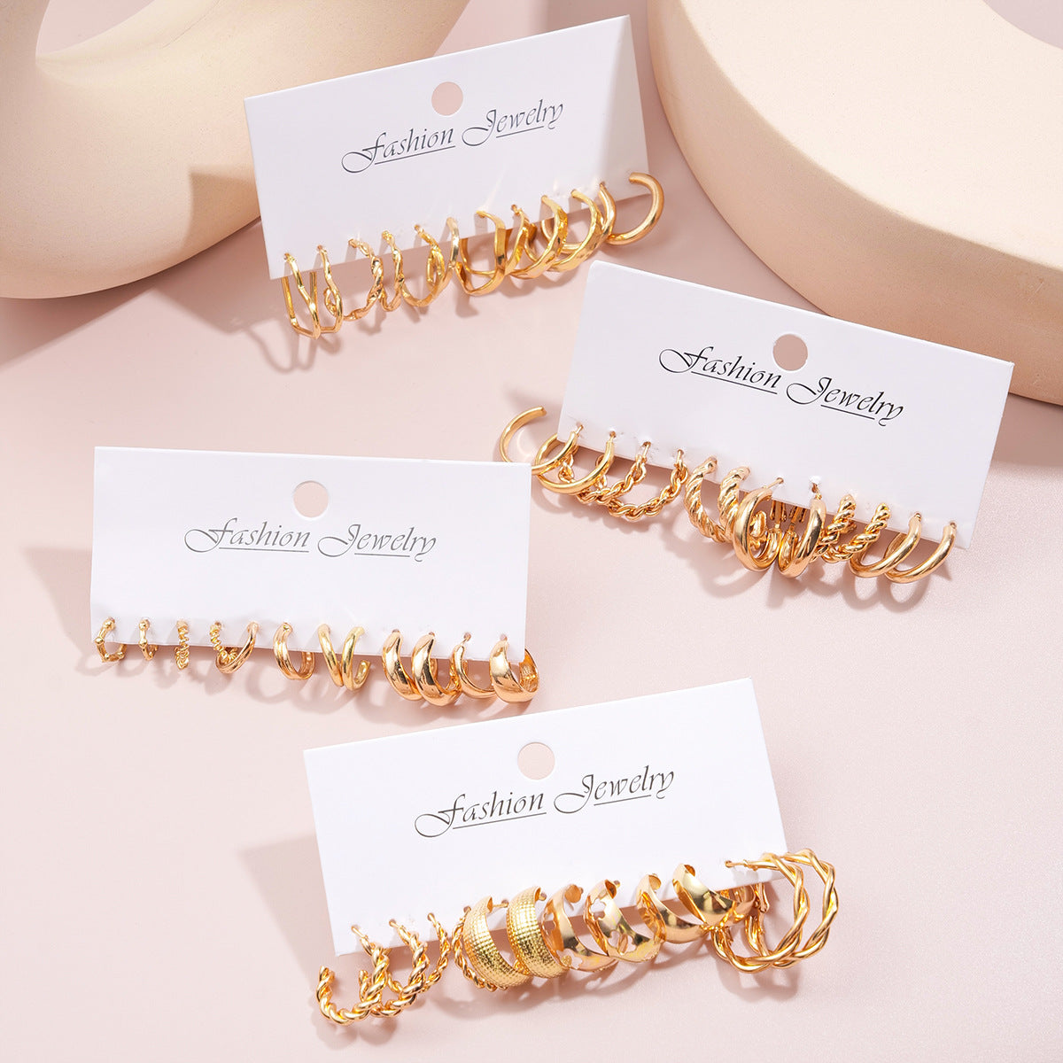 24-Piece Geometric Twist & C-Hoop Earring Set