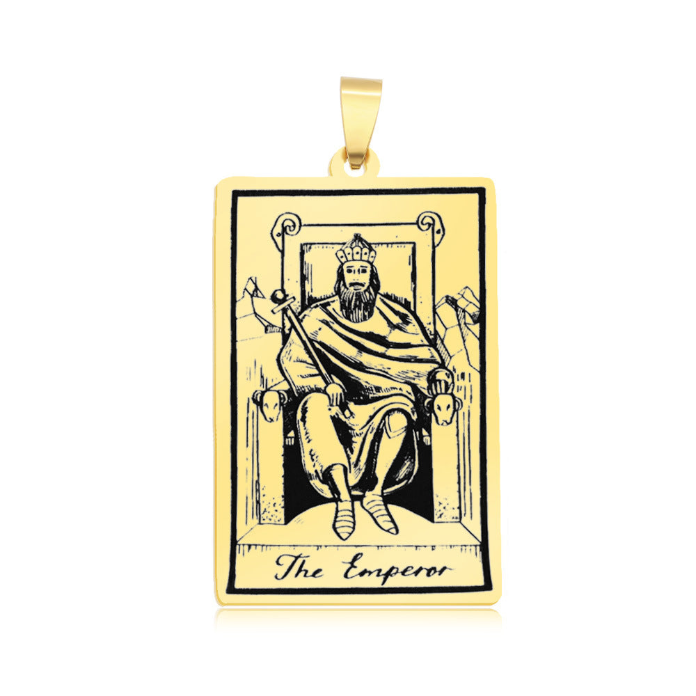 5 pcs/pack, gold tarot titanium steel pendant.