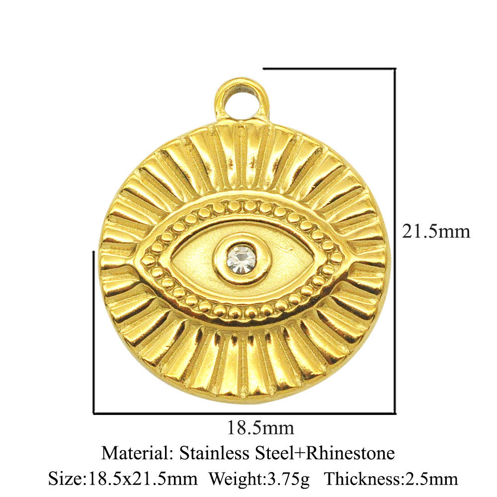 3 pcs/pack stainless steel geometric round sun eye pendant