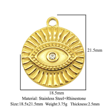 3 pcs/pack stainless steel geometric round sun eye pendant