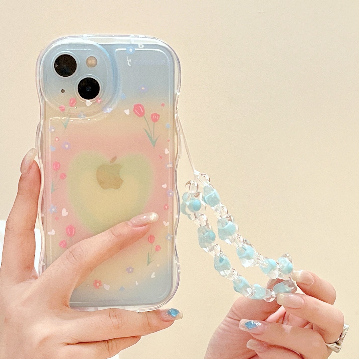 Apple 15 Pro Wave Bubble Heart Tulip iPhone XR 3D Stand TPU Soft Case