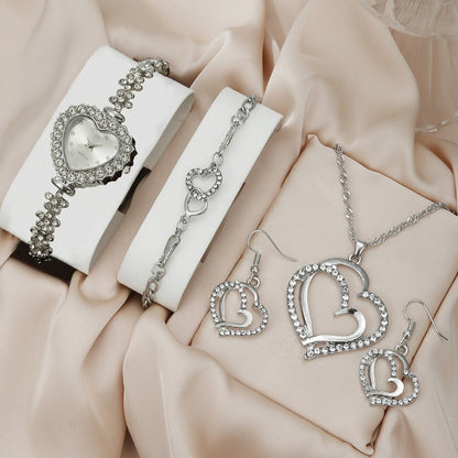 Bracelet Watch Necklace Earrings Ring Set