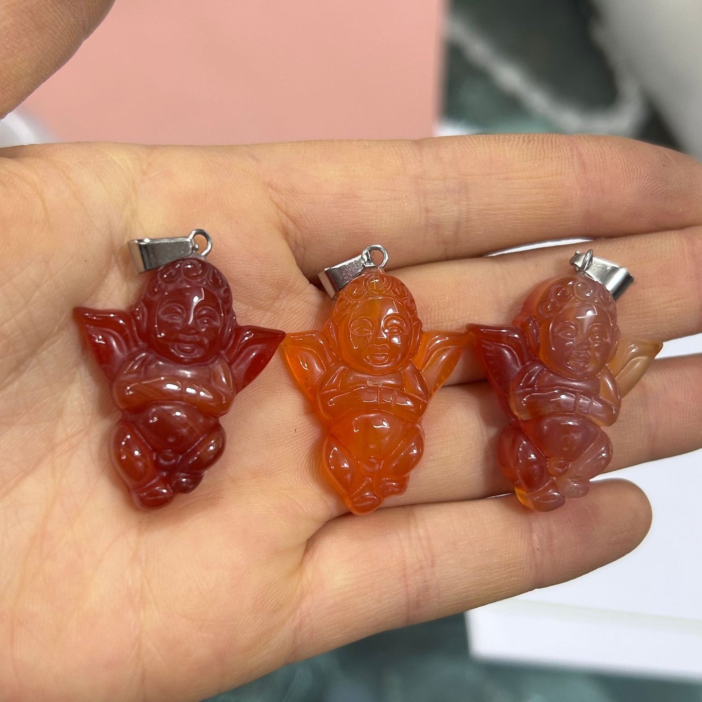 Engraved Cupid Angel Necklace Pendant