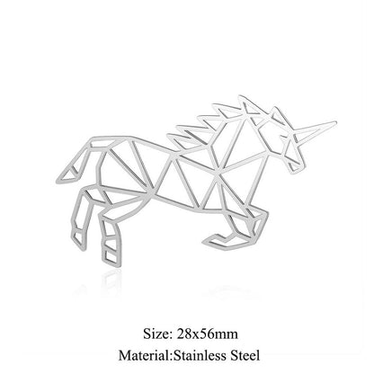 5 pcs/titanium steel large accessories paper-cut animal pendant