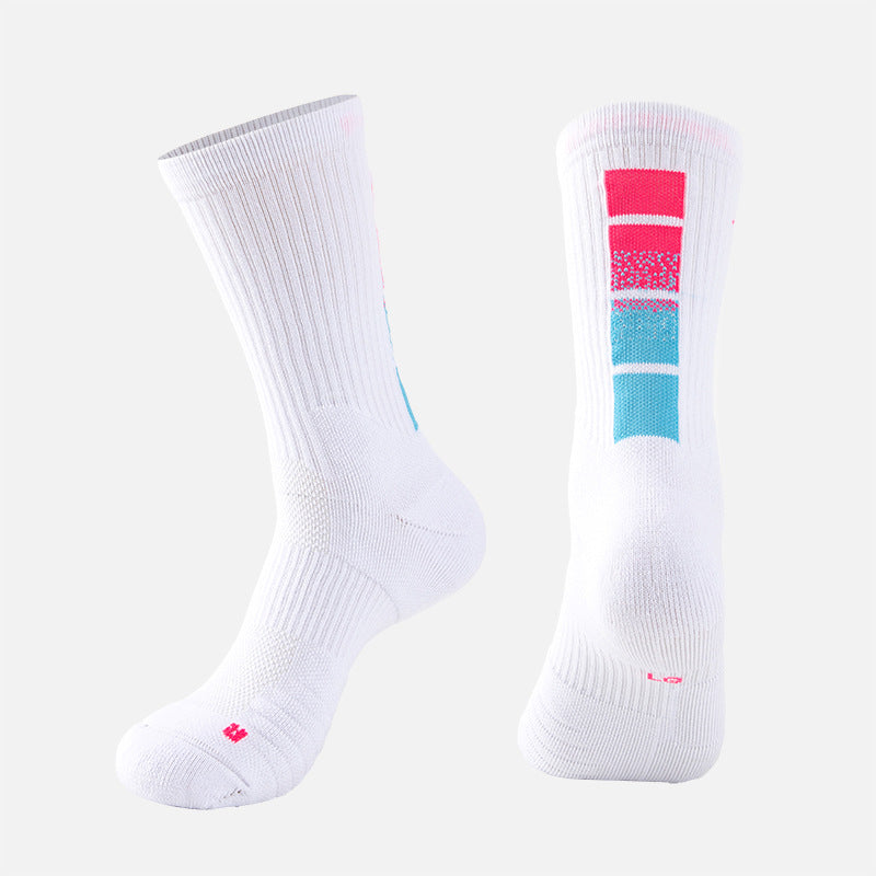 Adult Mid-Calf Gradient Basketball Socks Thick Sports Socks
