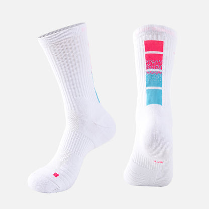Adult Mid-Calf Gradient Basketball Socks Thick Sports Socks