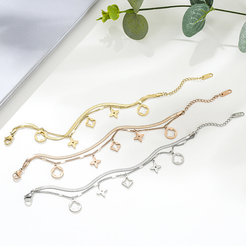 Double Clover Titanium Steel Bracelet