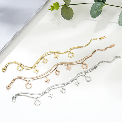 Double Clover Titanium Steel Bracelet