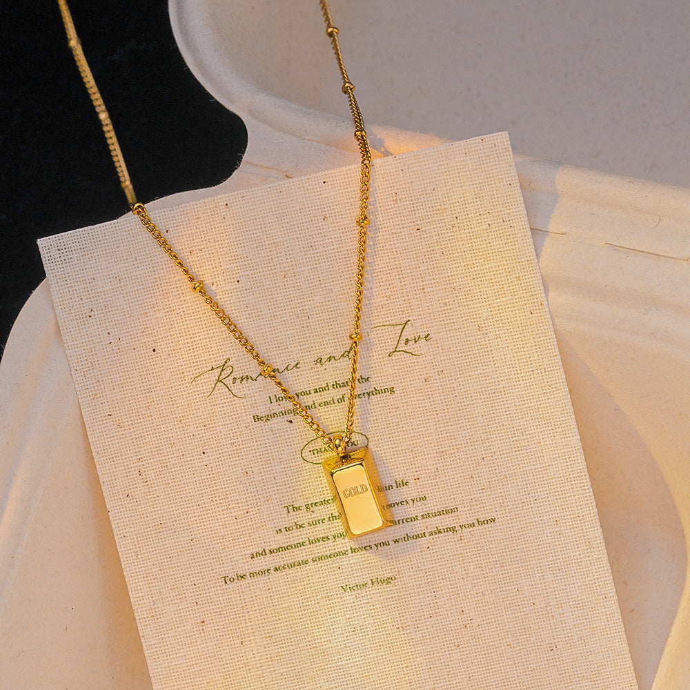 Small gold brick necklace woman