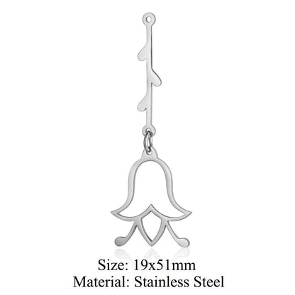 5 pcs/pack flower fringed titanium steel pendant