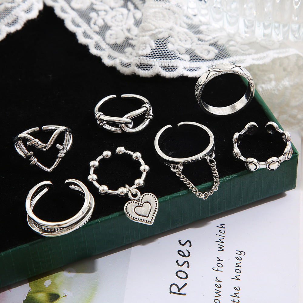 Geometric Chain Love Ring Set