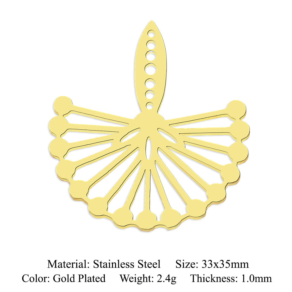 5 pcs/pack geometric square titanium steel pendant ginkgo biloba DIY