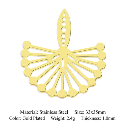 5 pcs/pack geometric square titanium steel pendant ginkgo biloba DIY