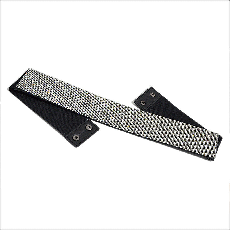 Rhinestone inlaid elastic elastic belt