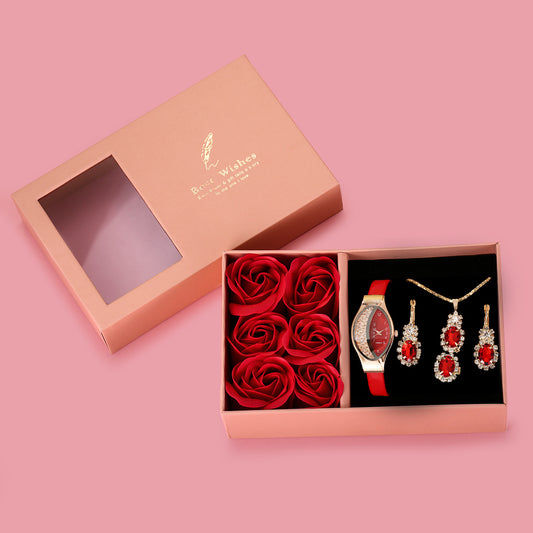 Digital Ladies Quartz Watch Red Gift Box