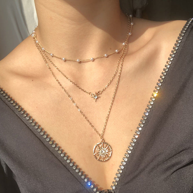Vintage Imitation Pearl Layered Necklace
