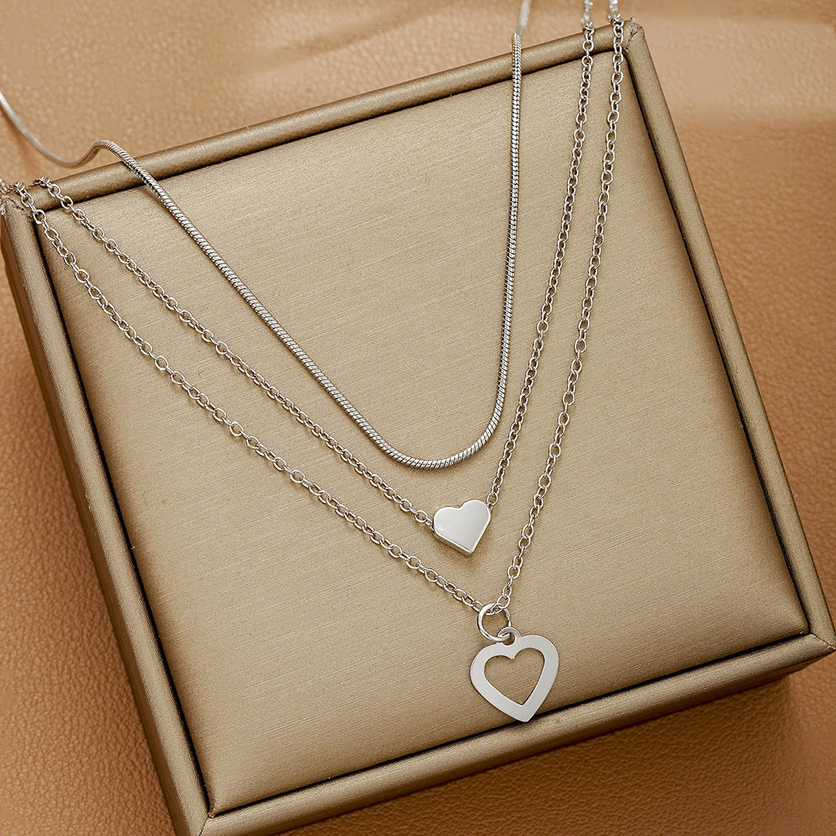Double Love Pendant 3-Piece Necklace Set