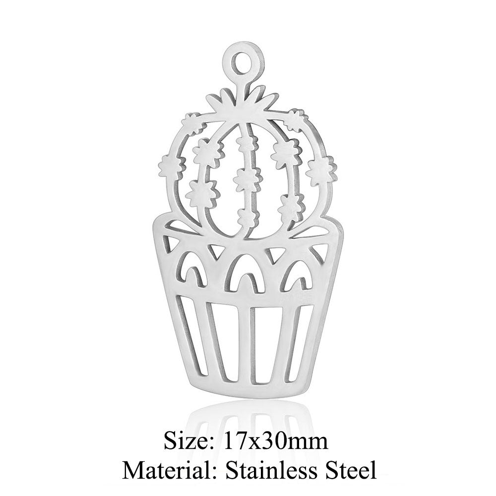 5 pcs/bag leaf branch titanium steel pendant