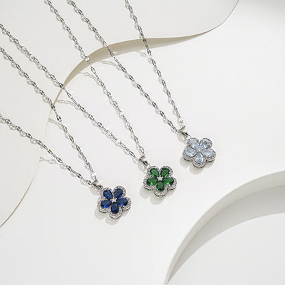 Colar de titânio estilo europeu, pingente floral luxuoso 