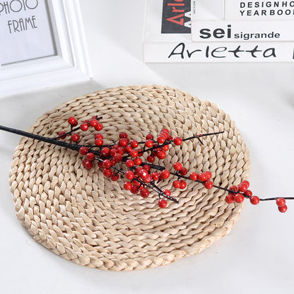 Flor artificial de frijol de acacia roja de fruta de acebo 
