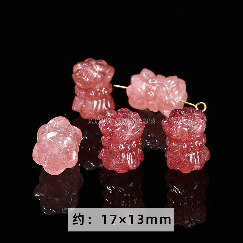 Gray Moonlight Pixiu Red Strawberry Crystal Pendant