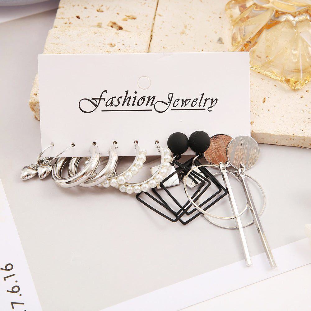 Geometric Alloy Stud Earring Set