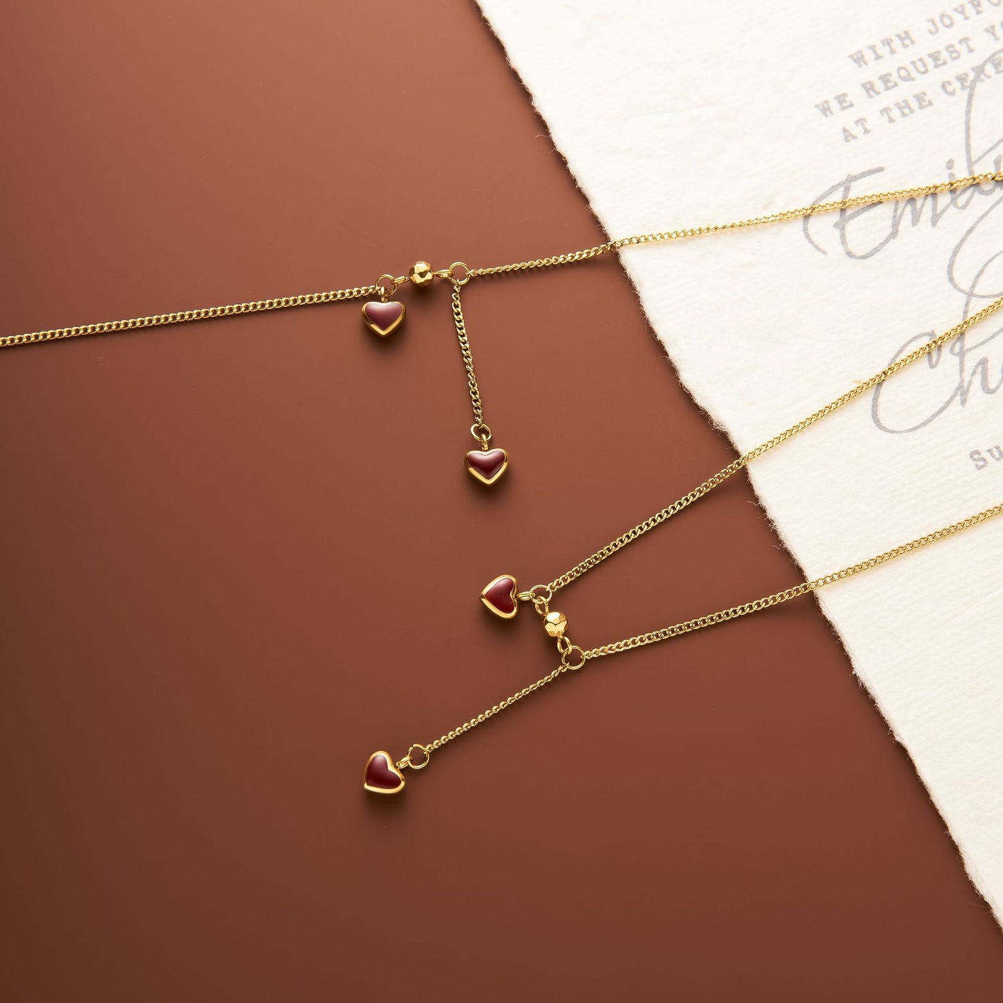 18K Gold Double Heart Necklace