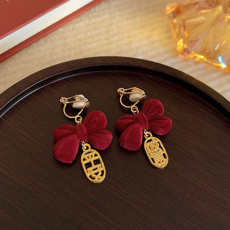 Dragon year natal year red earrings
