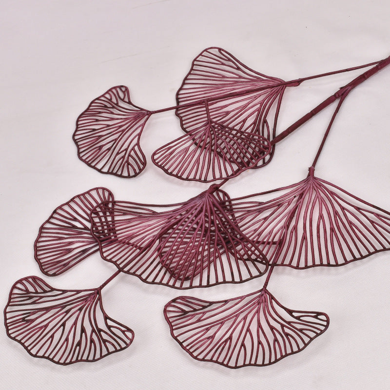 Simulation fan blade 3 forks golden ginkgo leaf simulation flower