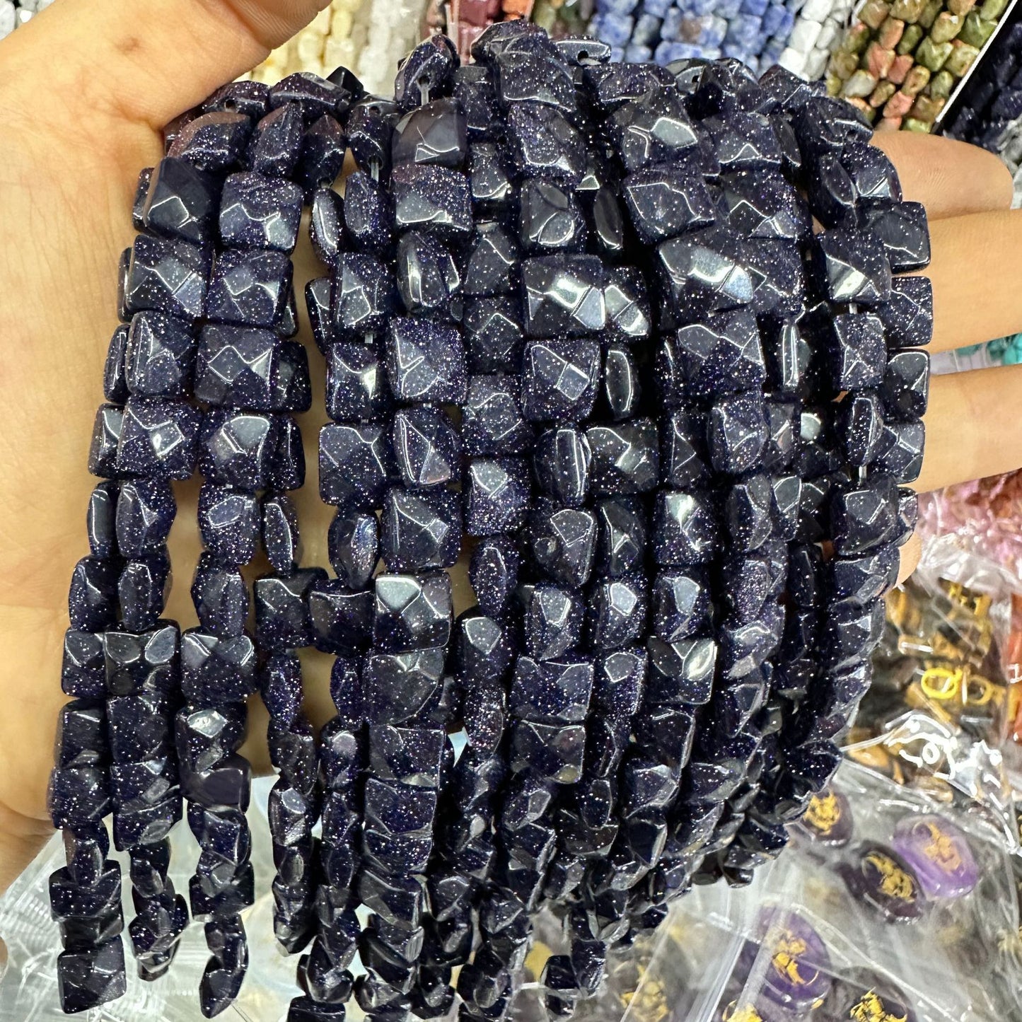 8*8MM 25pcs/string natural stone cut square loose beads