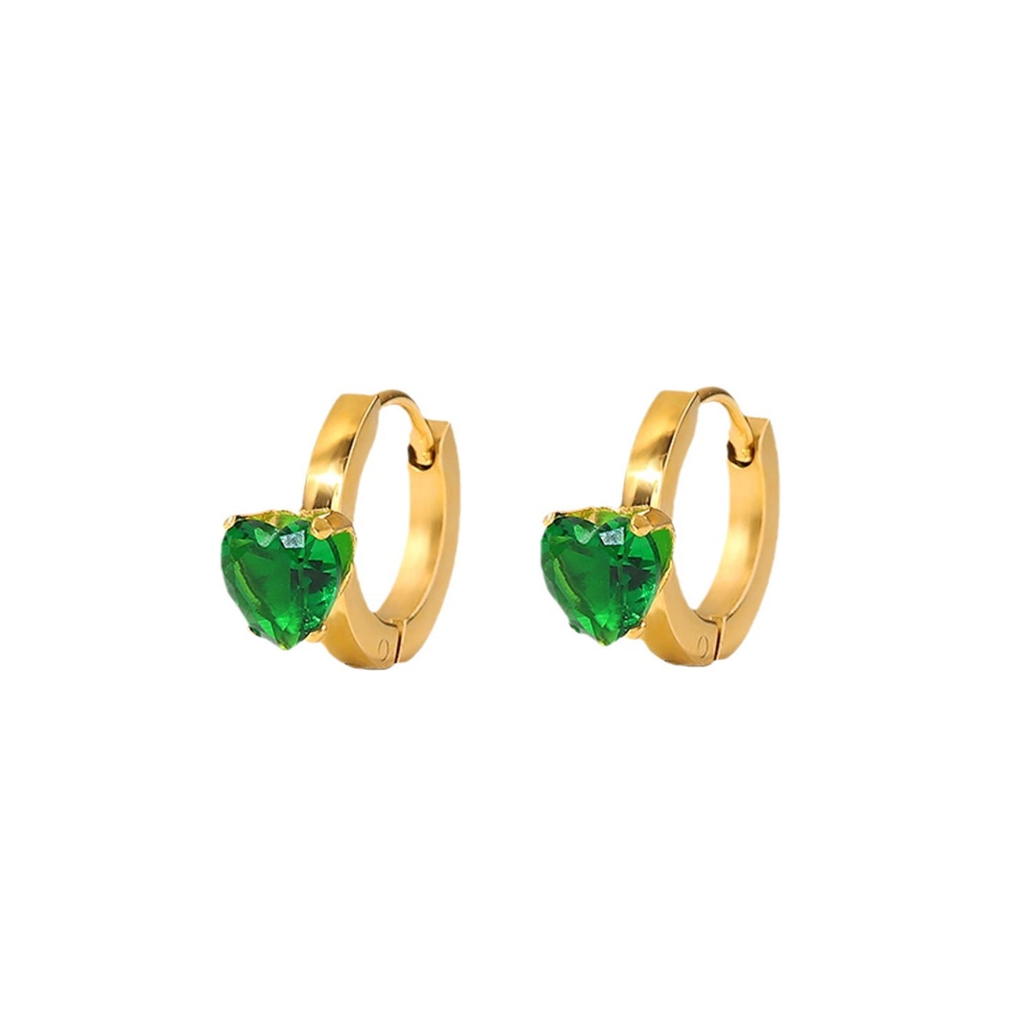 Pink/Green Zirconia Hoop Earrings