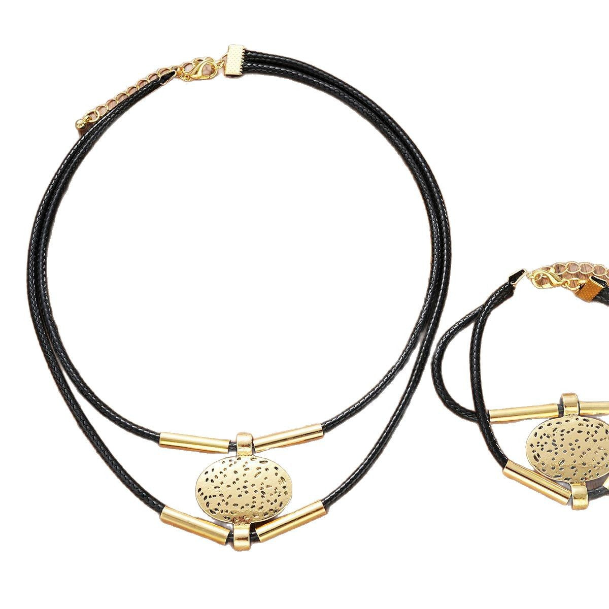 Ethnic Double-Layer Necklace & Bracelet Set