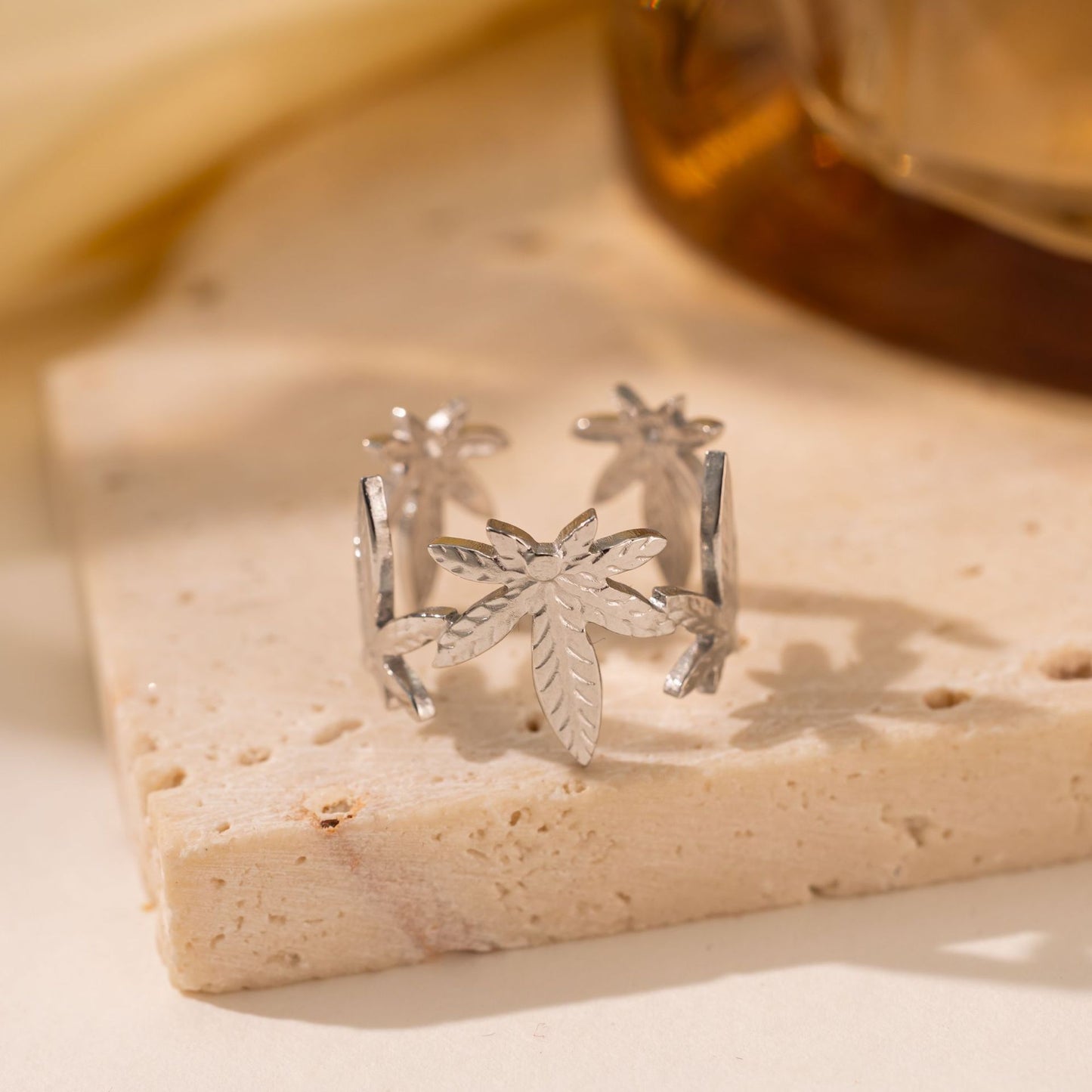 Titanium Steel Leaf Ring