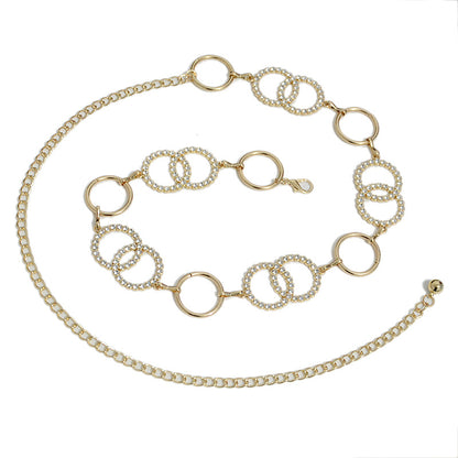 Ring, double ring rhinestone waist chain
