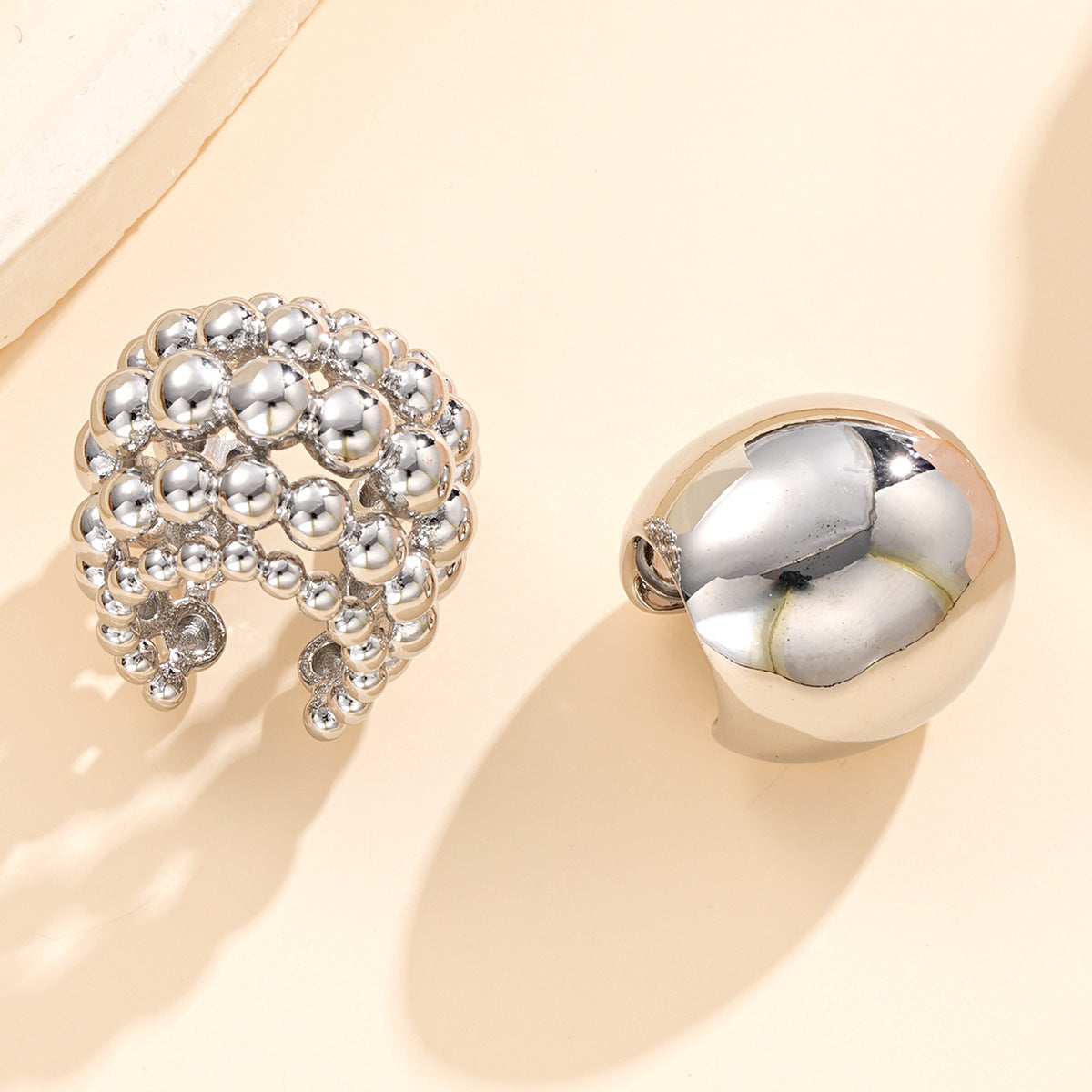 Beaded C-Shaped Earclip Set