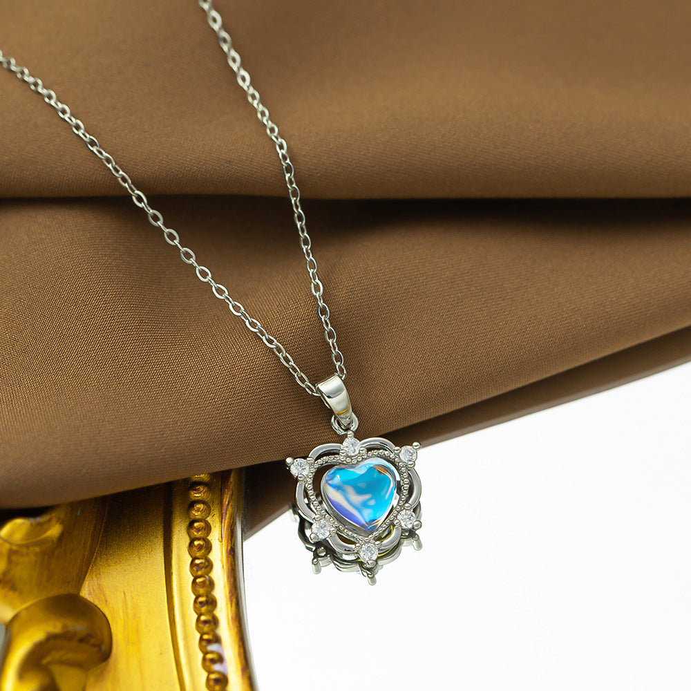 Blue zircon love necklace