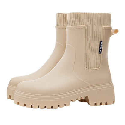 Rain shoes women elastic mouth comfortable thick sole