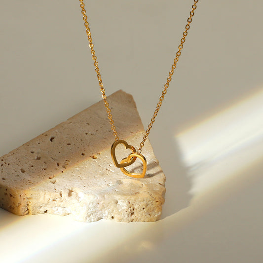 Double Heart Ring Necklace