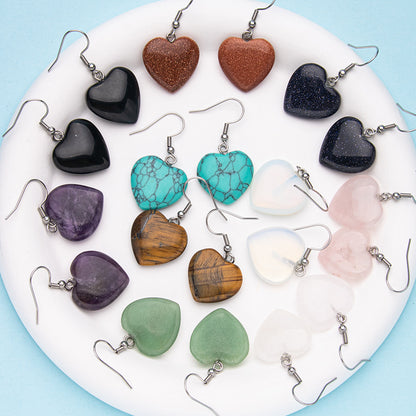 Brincos de aço inoxidável em forma de coração cristal 20MM 