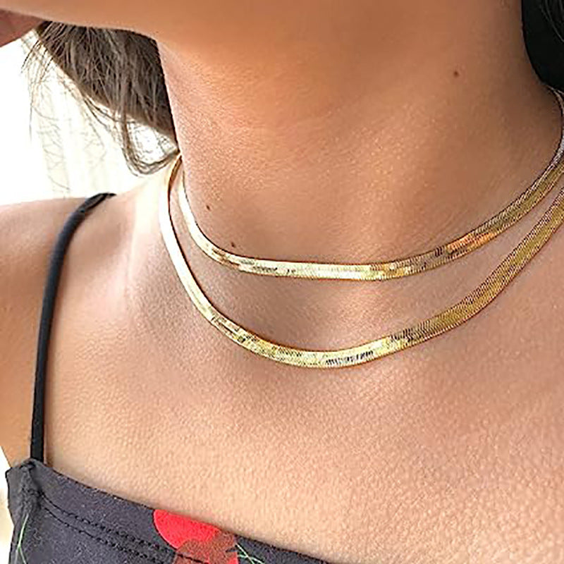 Flat Snake Chain Choker Necklace