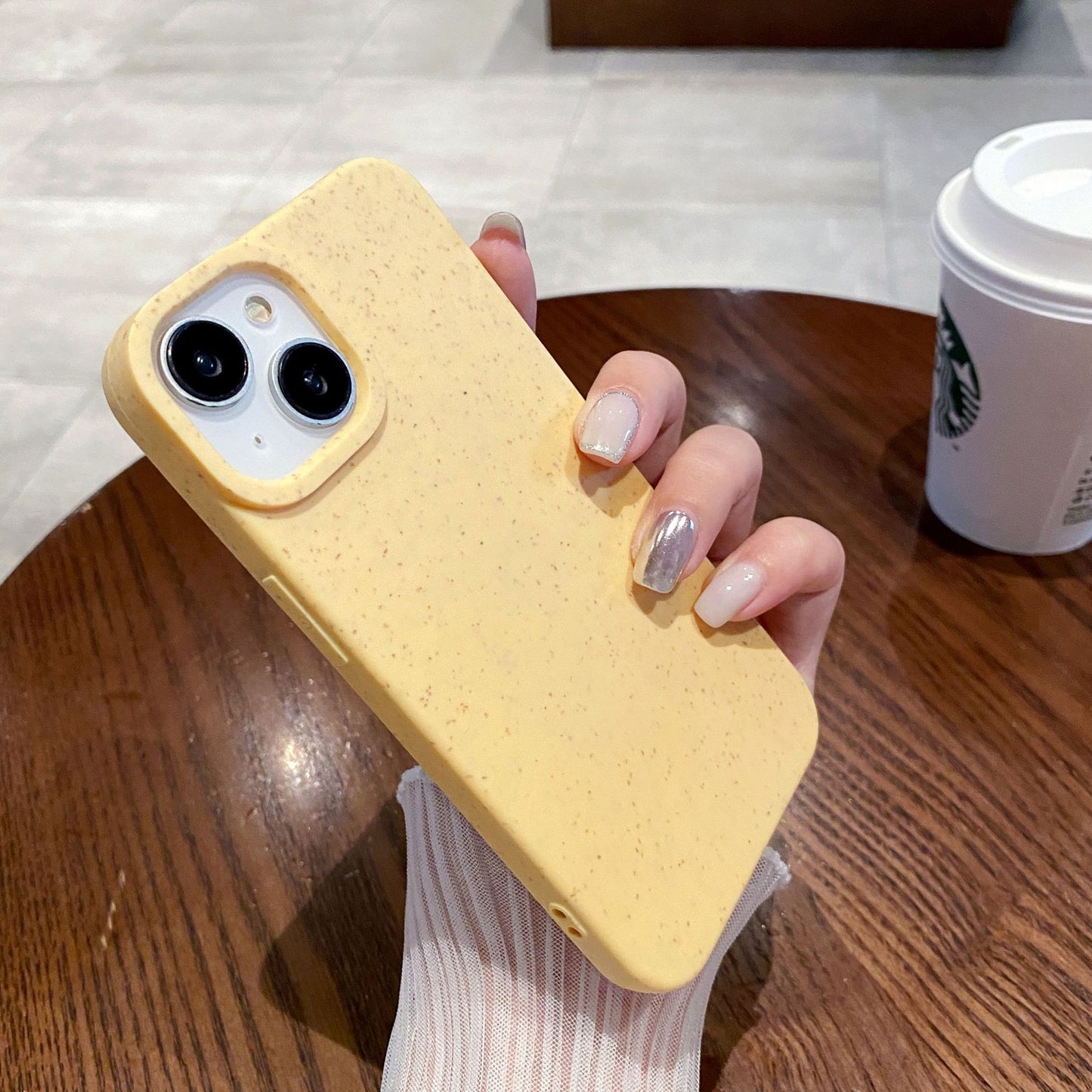 Estuche de trigo para iPhone 16 Pro 11 13 de color sólido de primera calidad con interior de TPU a prueba de golpes 