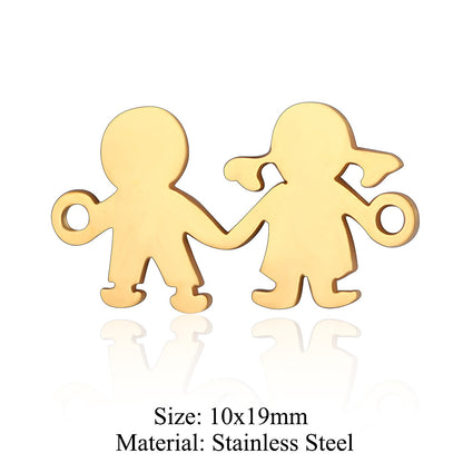 5 pcs/titanium steel jewelry pendant family baby feet