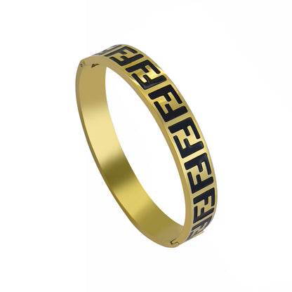 Double F Letter Bracelet, High-End Stainless Steel, INS Style